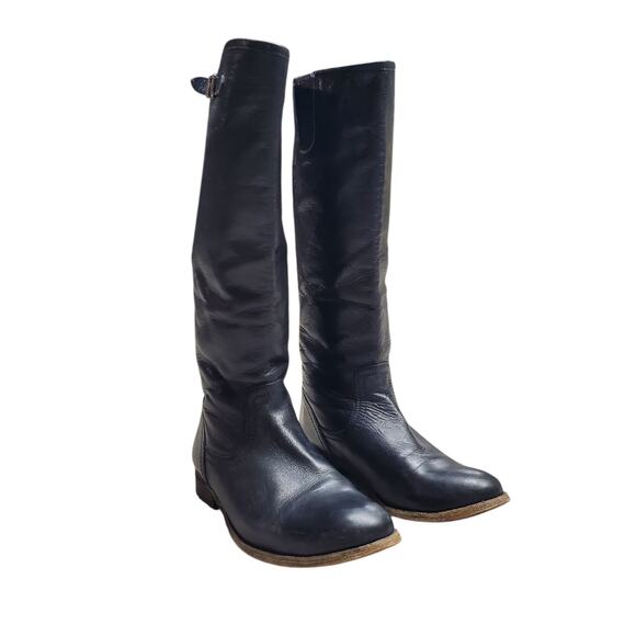 Frye Pippa Tall Back Zip Black Leather Riding Boots - Size 9 - Picture 6 of 8